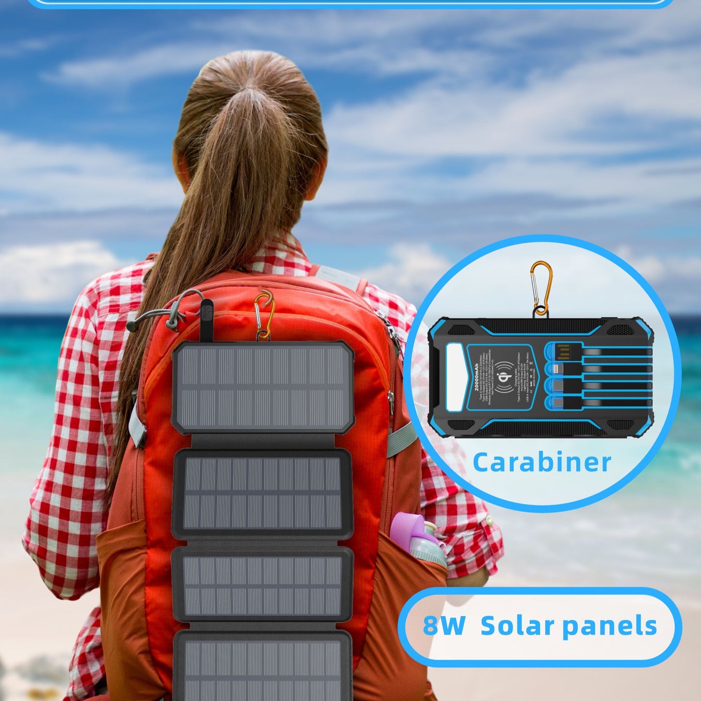 OEM!Solar Power Bank - Four Solar Panels